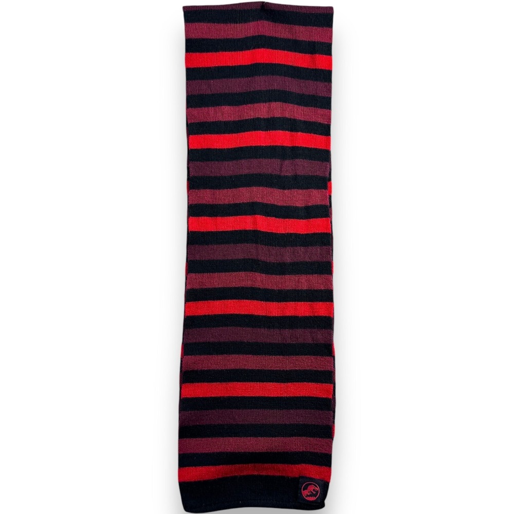 Jurassic World Youth Scarf Red Black Striped T-Rex Logo Knit 53‎ Inch